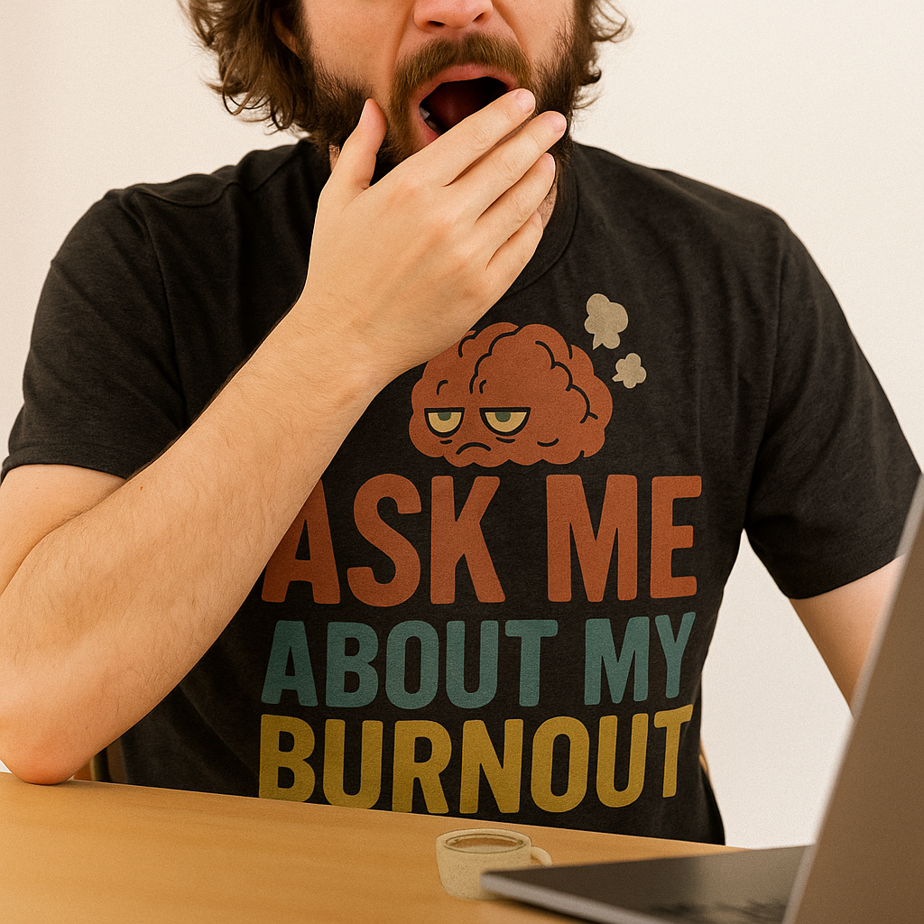 Ask Me About My Burnout T-Shirt – Funny Mental Health & Work Humor Tee, Retro Unisex Fit