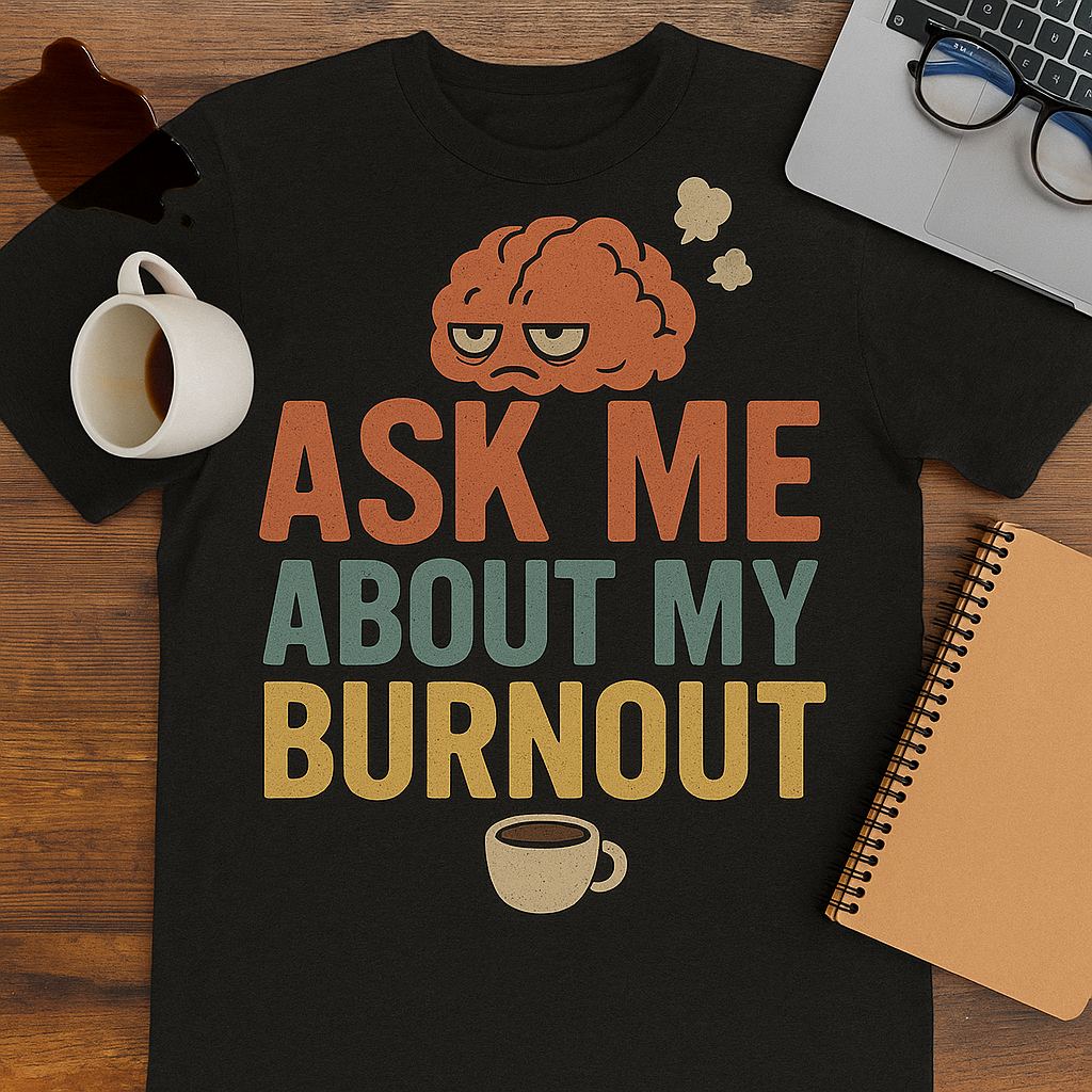 Ask Me About My Burnout T-Shirt – Funny Mental Health & Work Humor Tee, Retro Unisex Fit