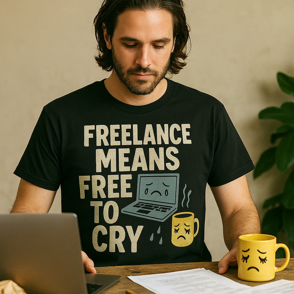 Freelance Means Free To Cry T-Shirt – Funny Freelancer Life Tee, Work From Home Humor, Unisex Fit