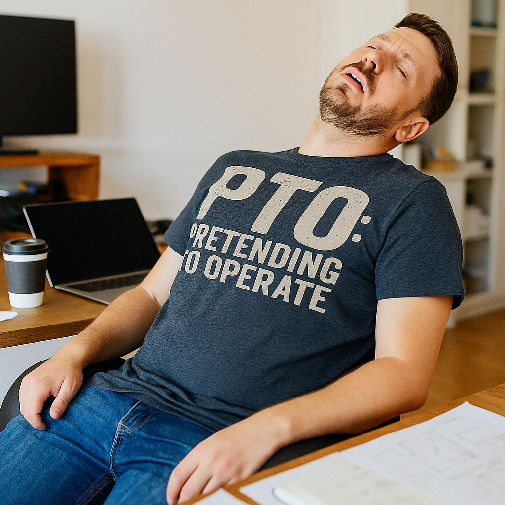PTO: Pretending To Operate T-Shirt – Funny Work & Office Humor Tee, Low Battery Employee Shirt, Unisex Fit