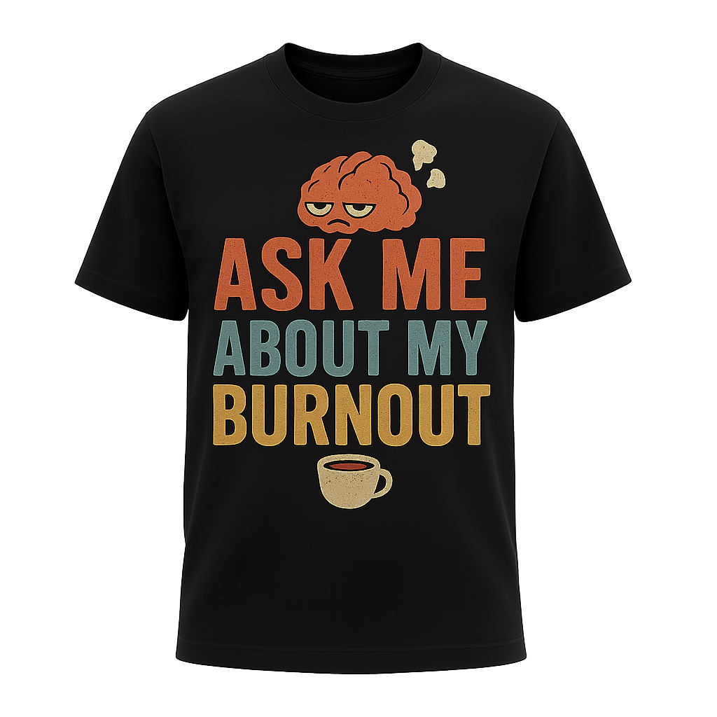 Ask Me About My Burnout T-Shirt – Funny Mental Health & Work Humor Tee, Retro Unisex Fit