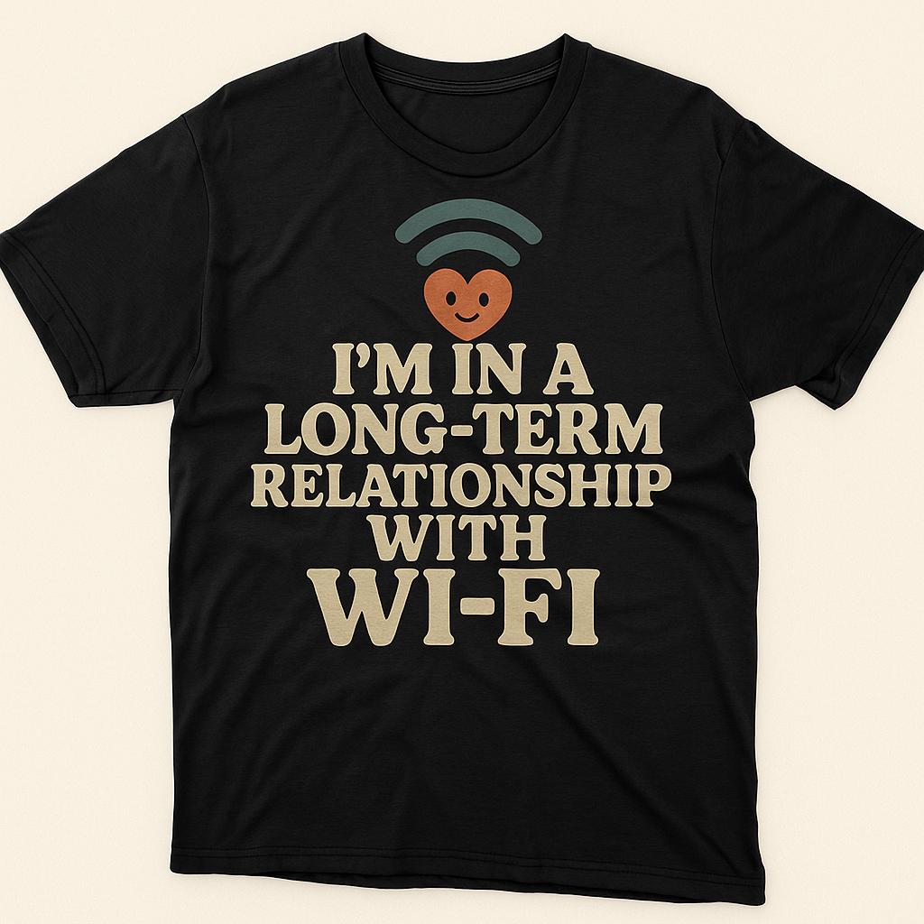 I’m In a Long-Term Relationship with Wi-Fi T-Shirt – Funny Tech Lover & Internet Humor Tee, Unisex Fit