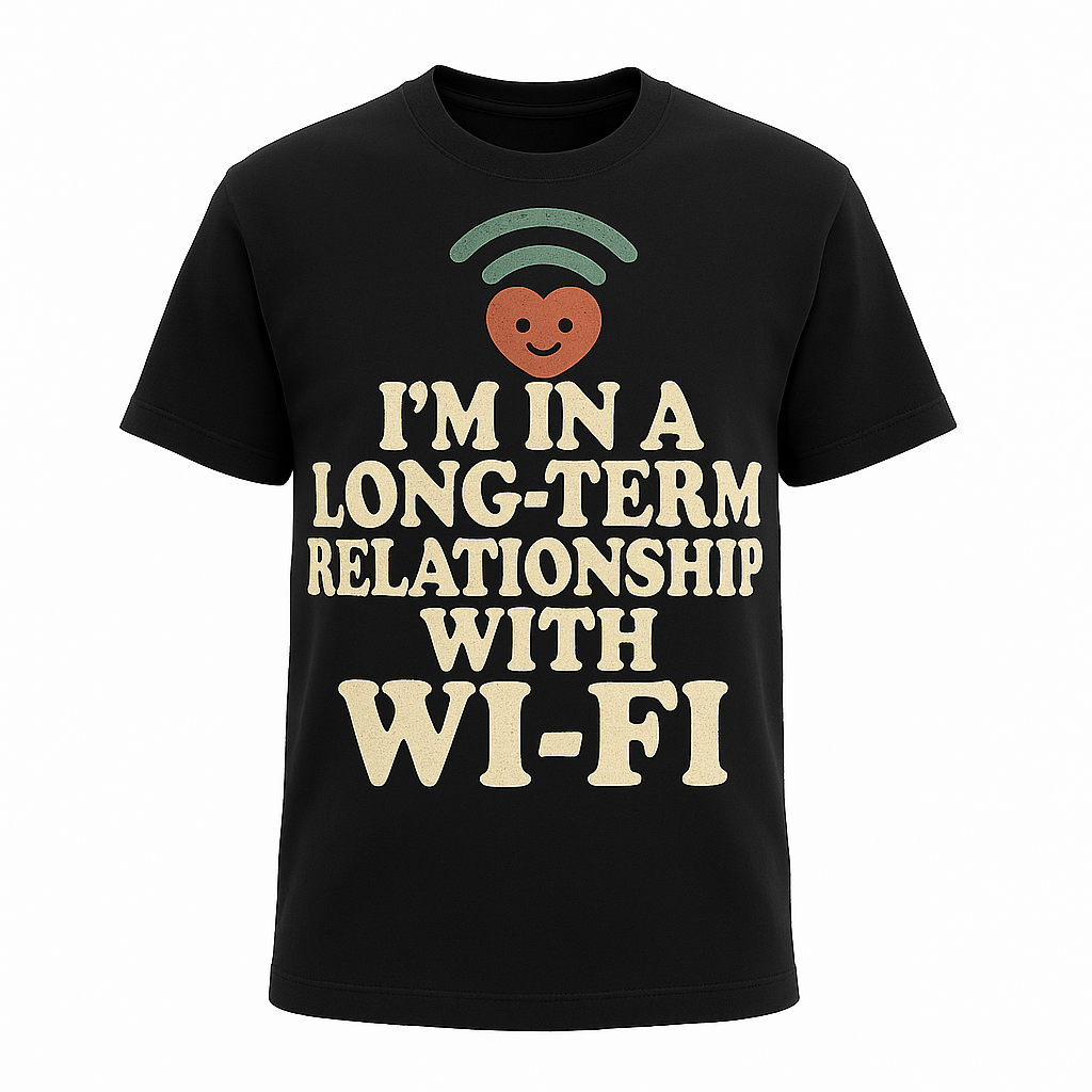 I’m In a Long-Term Relationship with Wi-Fi T-Shirt – Funny Tech Lover & Internet Humor Tee, Unisex Fit