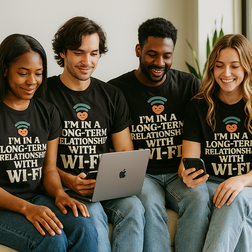 I’m In a Long-Term Relationship with Wi-Fi T-Shirt – Funny Tech Lover & Internet Humor Tee, Unisex Fit