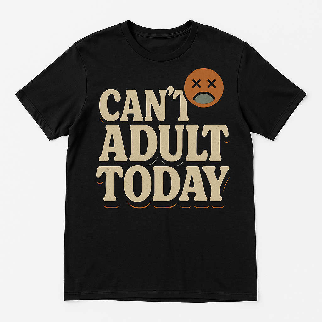 Can’t Adult Today T-Shirt – Funny Lazy Day & Mental Health Humor Tee, Relatable Unisex Fit