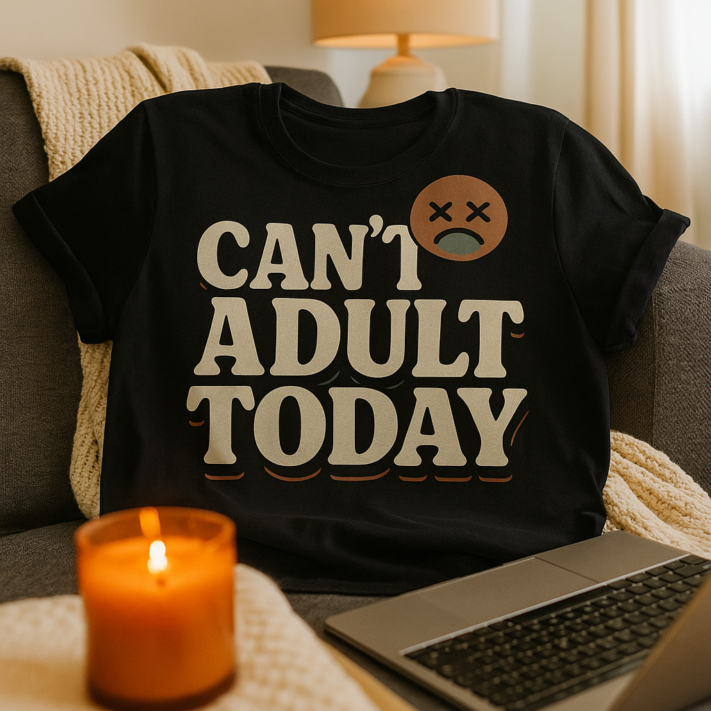 Can’t Adult Today T-Shirt – Funny Lazy Day & Mental Health Humor Tee, Relatable Unisex Fit