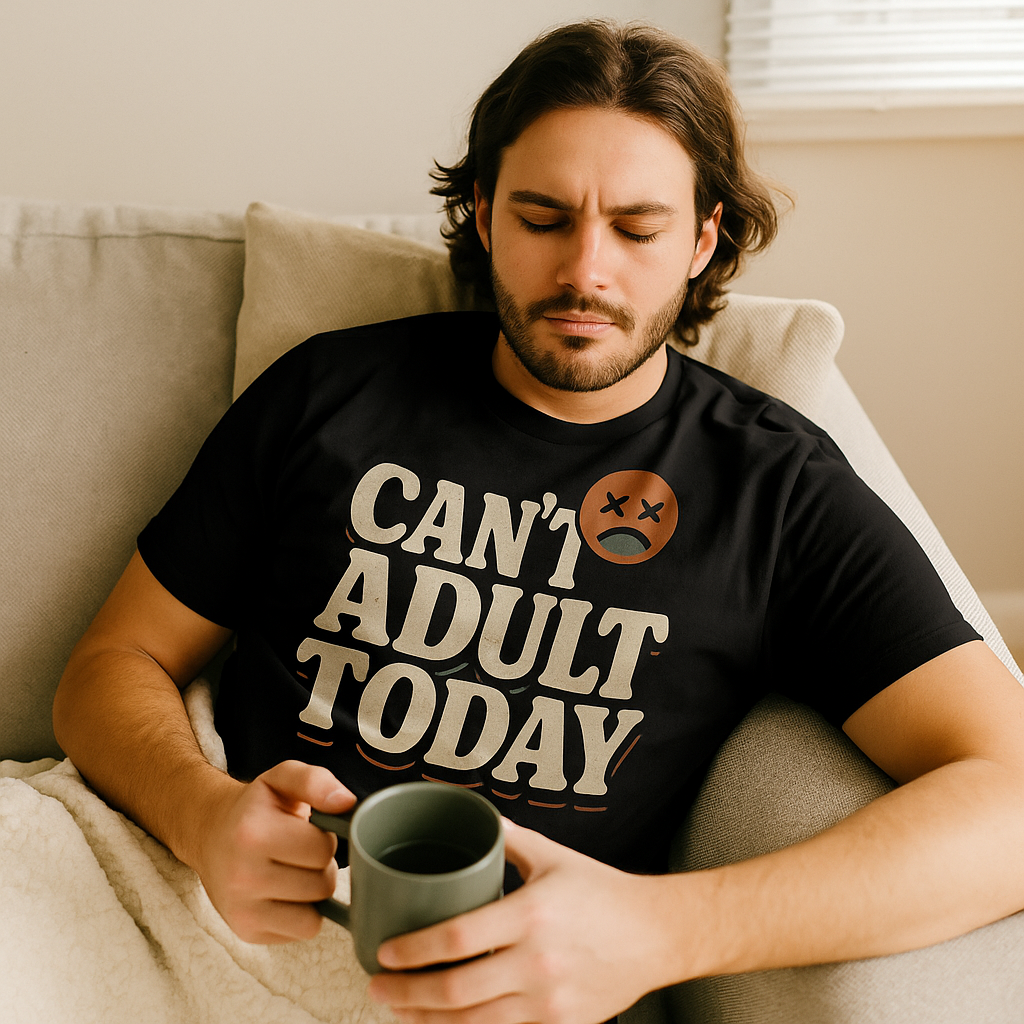 Can’t Adult Today T-Shirt – Funny Lazy Day & Mental Health Humor Tee, Relatable Unisex Fit