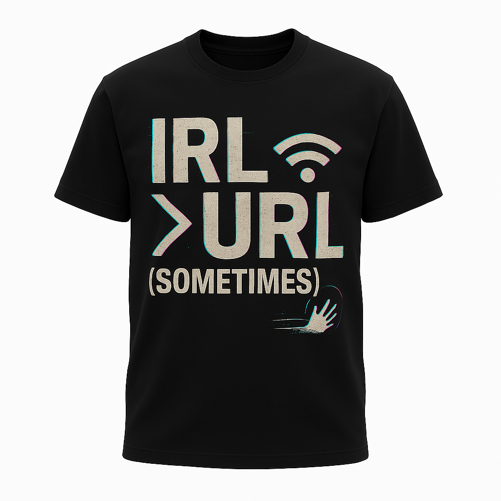 IRL > URL (Sometimes) T-Shirt – Funny Internet vs Reality Tee for Gamers & Digital Natives, Unisex Fit