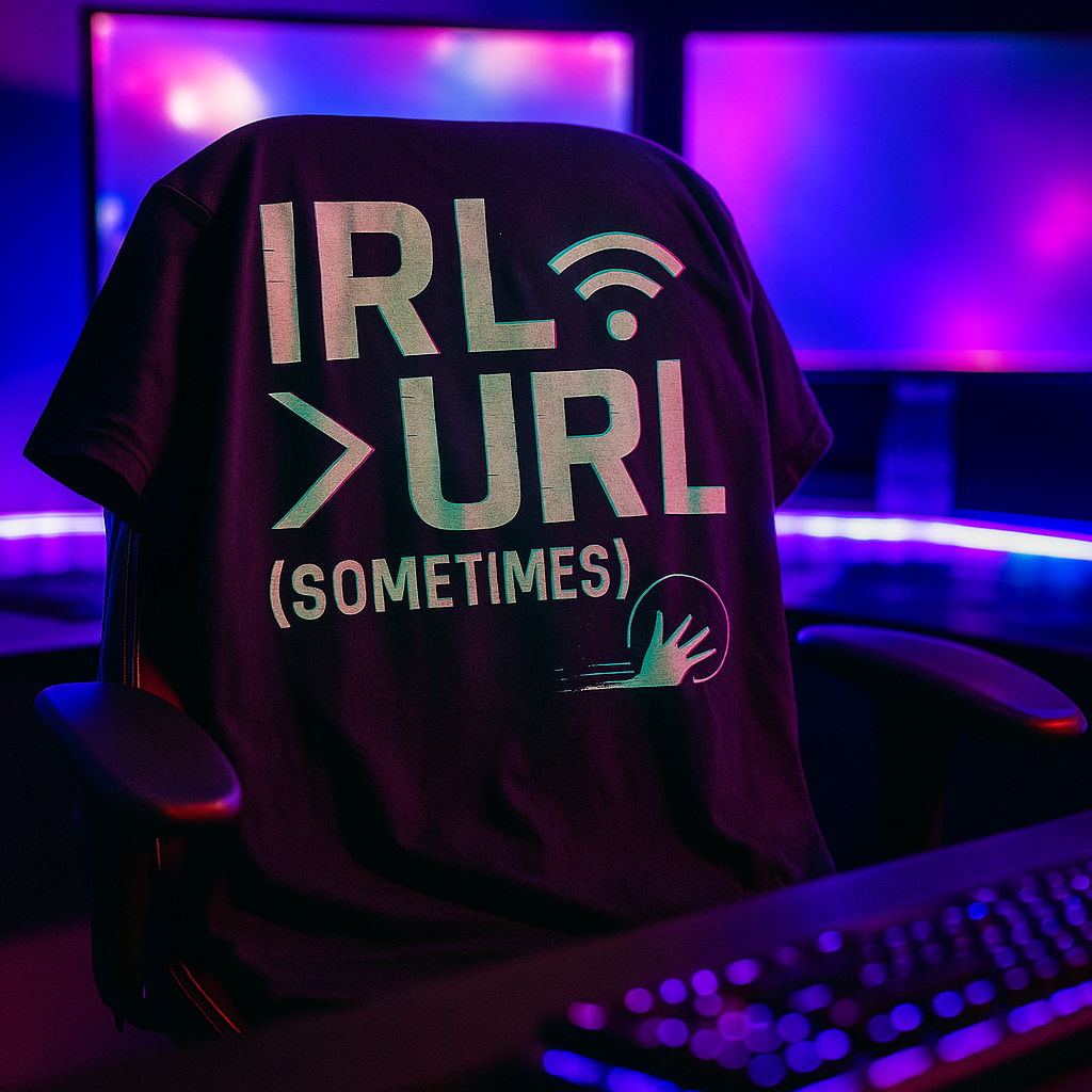 IRL > URL (Sometimes) T-Shirt – Funny Internet vs Reality Tee for Gamers & Digital Natives, Unisex Fit
