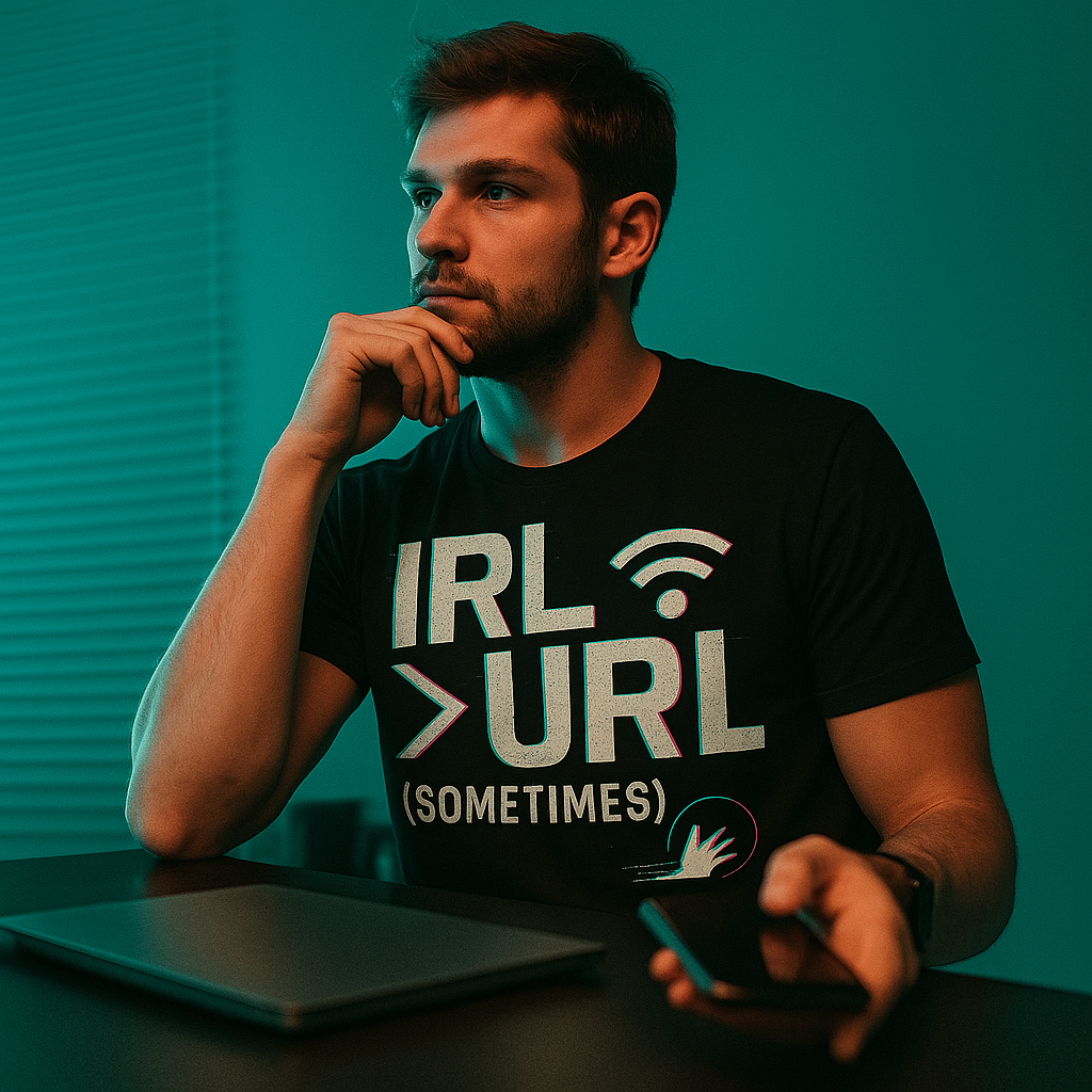 IRL > URL (Sometimes) T-Shirt – Funny Internet vs Reality Tee for Gamers & Digital Natives, Unisex Fit