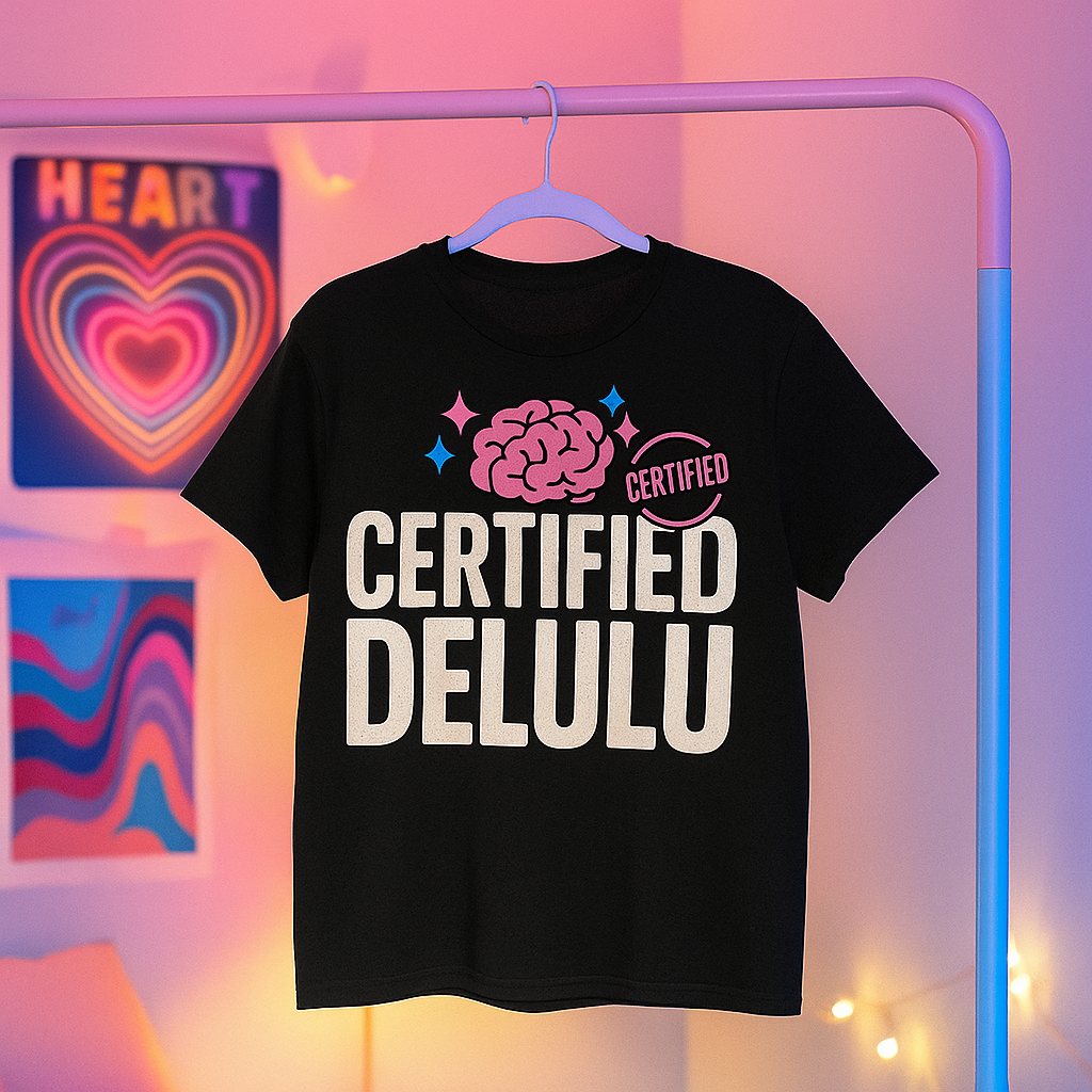 Certified Delulu T-Shirt – Funny Trendy Internet Humor Tee for Confident Dreamers, Unisex Fit