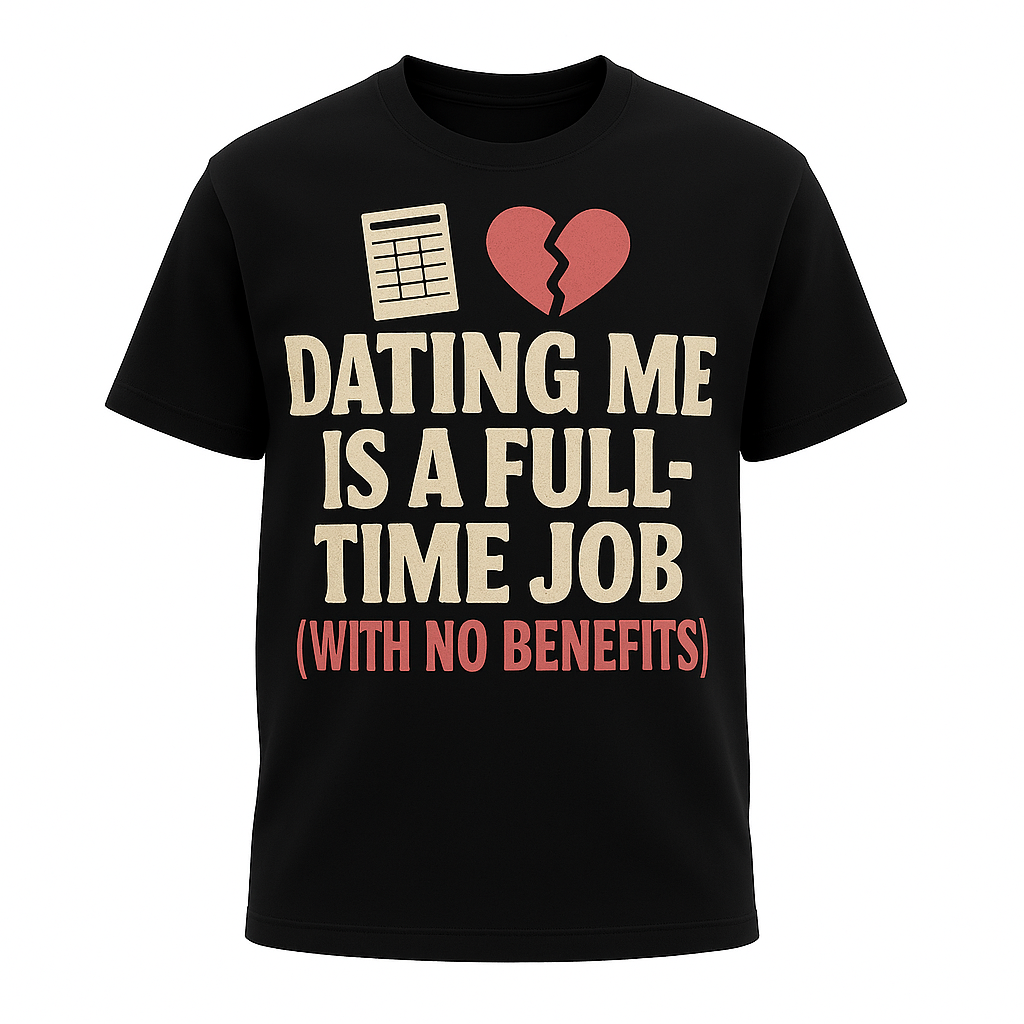 Dating Me Is a Full-Time Job (With No Benefits) T-Shirt – Funny Relationship Humor Tee, Sarcastic Love Gift, Unisex Fit
