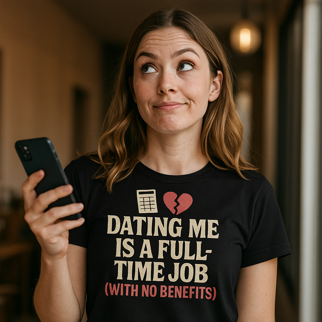 Dating Me Is a Full-Time Job (With No Benefits) T-Shirt – Funny Relationship Humor Tee, Sarcastic Love Gift, Unisex Fit