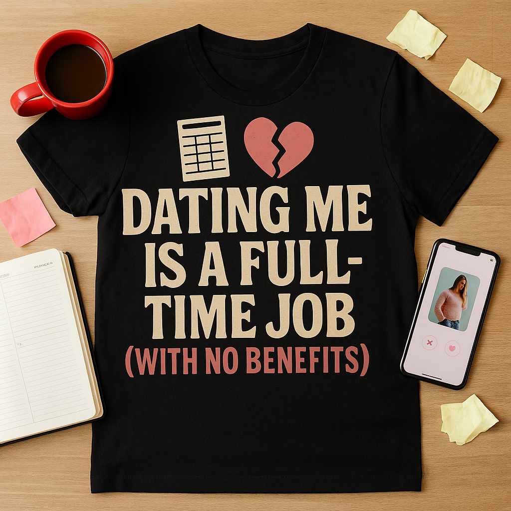 Dating Me Is a Full-Time Job (With No Benefits) T-Shirt – Funny Relationship Humor Tee, Sarcastic Love Gift, Unisex Fit