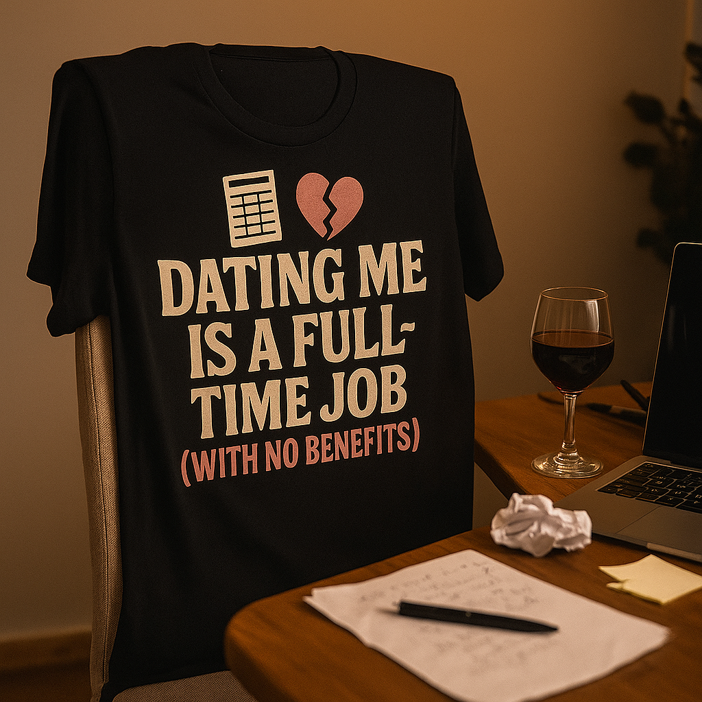 Dating Me Is a Full-Time Job (With No Benefits) T-Shirt – Funny Relationship Humor Tee, Sarcastic Love Gift, Unisex Fit