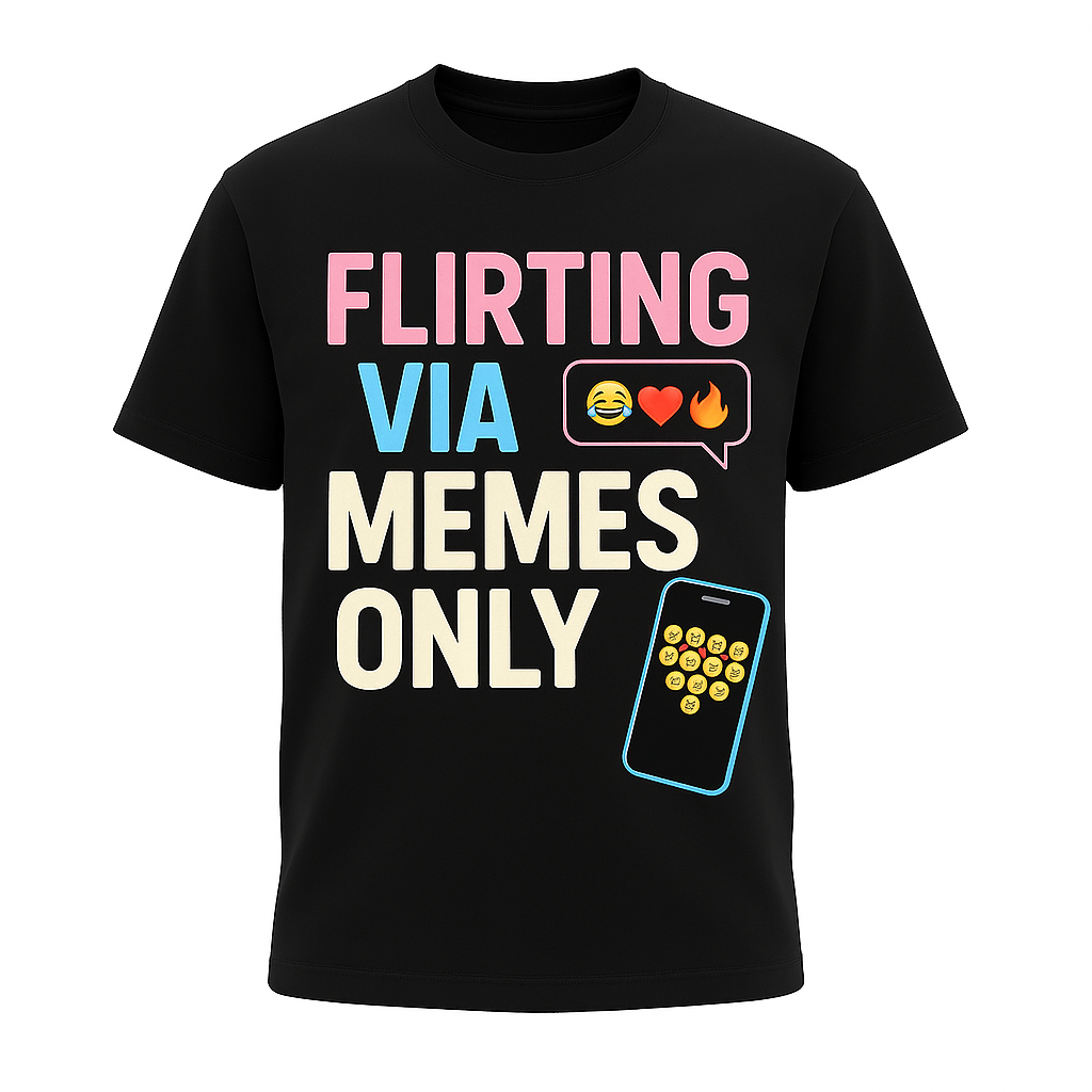 Flirting Via Memes Only T-Shirt – Funny Internet Dating & Texting Humor Tee, Modern Romance Shirt, Unisex Fit