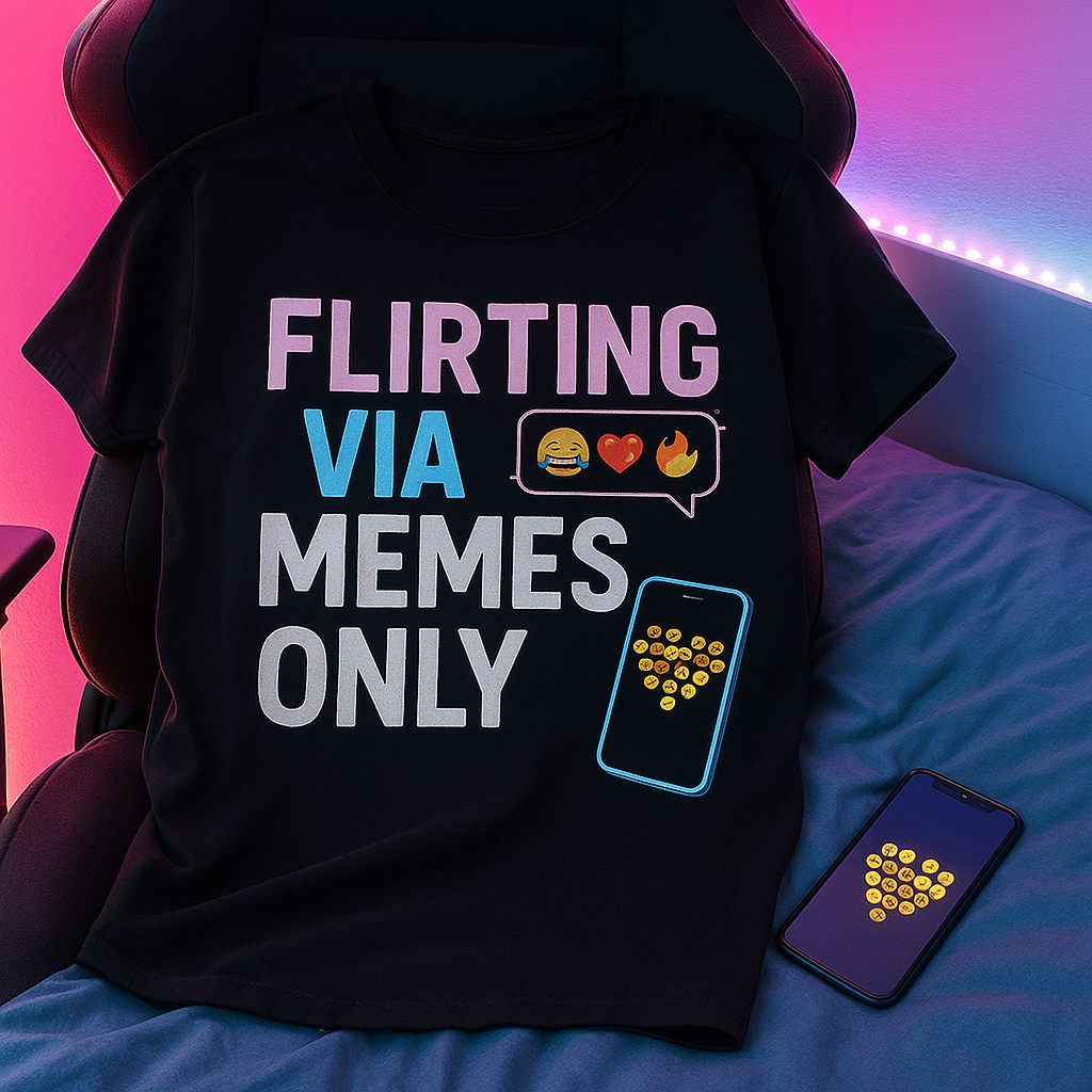 Flirting Via Memes Only T-Shirt – Funny Internet Dating & Texting Humor Tee, Modern Romance Shirt, Unisex Fit