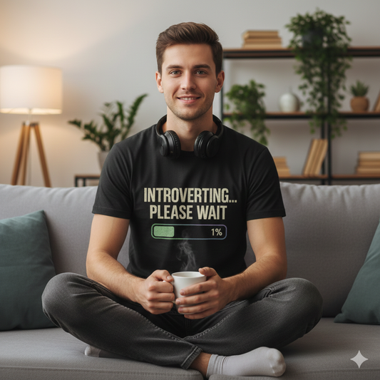 Introverting... Please Wait T-Shirt – Funny Introvert Humor Tee, Social Battery Loading Shirt, Unisex Fit