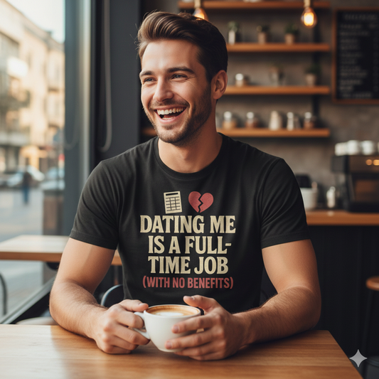 Dating Me Is a Full-Time Job (With No Benefits) T-Shirt – Funny Relationship Humor Tee, Sarcastic Love Gift, Unisex Fit