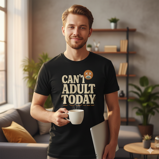 Can’t Adult Today T-Shirt – Funny Lazy Day & Mental Health Humor Tee, Relatable Unisex Fit