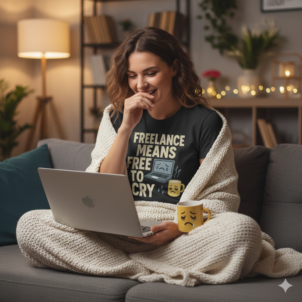 Freelance Means Free To Cry T-Shirt – Funny Freelancer Life Tee, Work From Home Humor, Unisex Fit