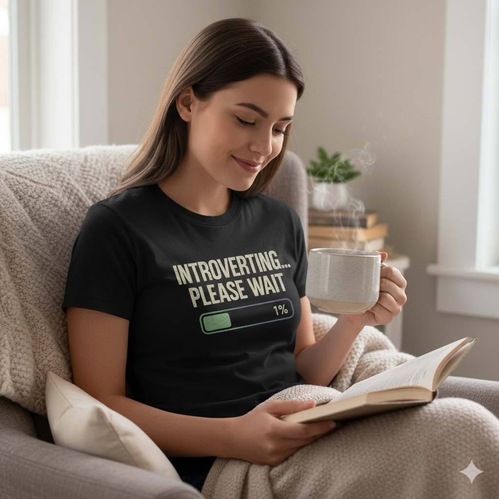 Introverting... Please Wait T-Shirt – Funny Introvert Humor Tee, Social Battery Loading Shirt, Unisex Fit