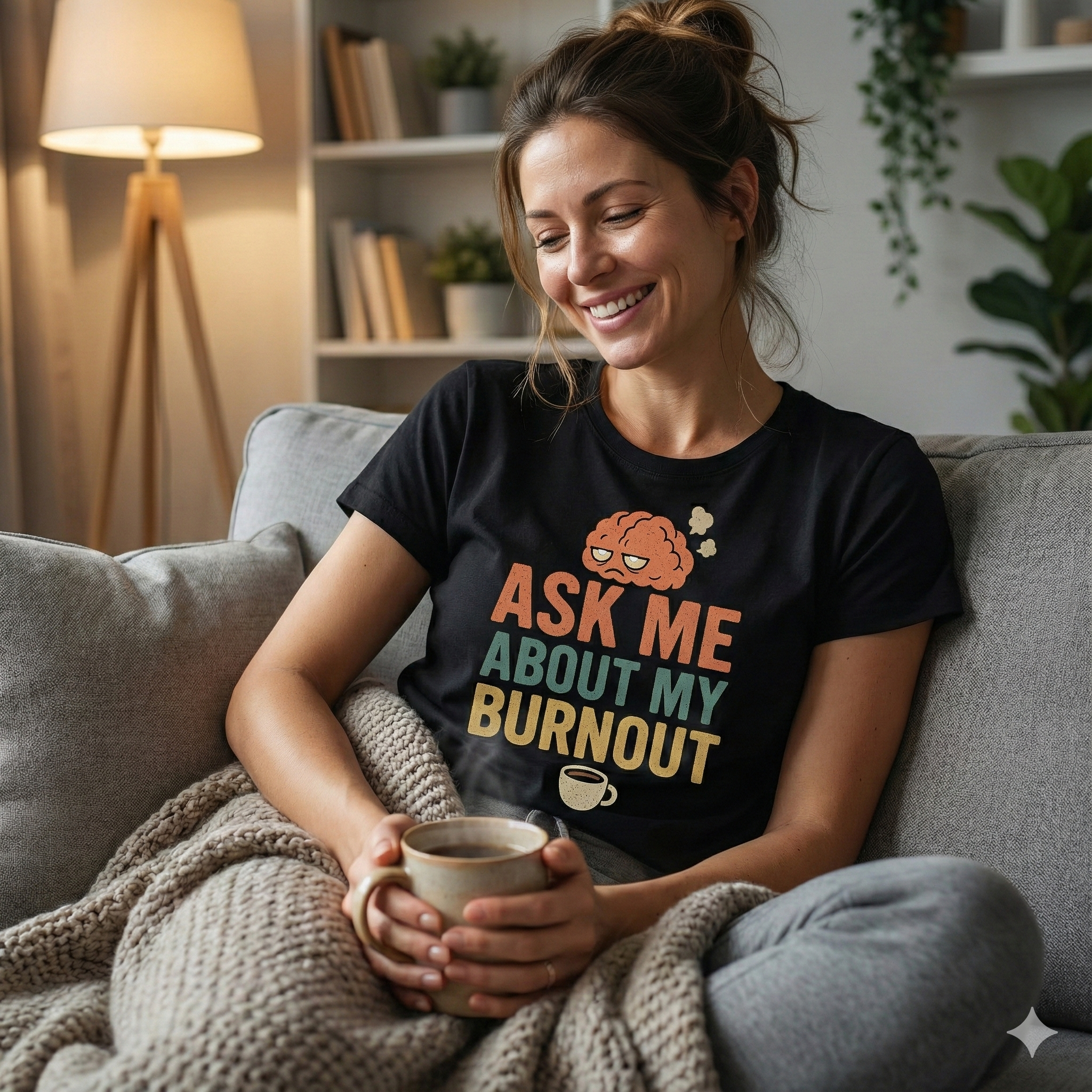 Ask Me About My Burnout T-Shirt – Funny Mental Health & Work Humor Tee, Retro Unisex Fit