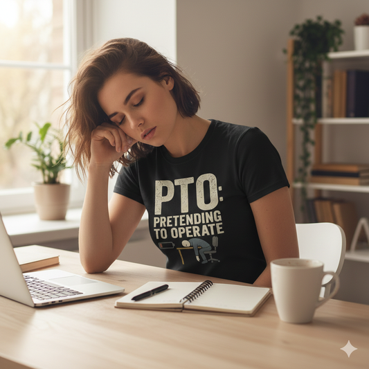 PTO: Pretending To Operate T-Shirt – Funny Work & Office Humor Tee, Low Battery Employee Shirt, Unisex Fit