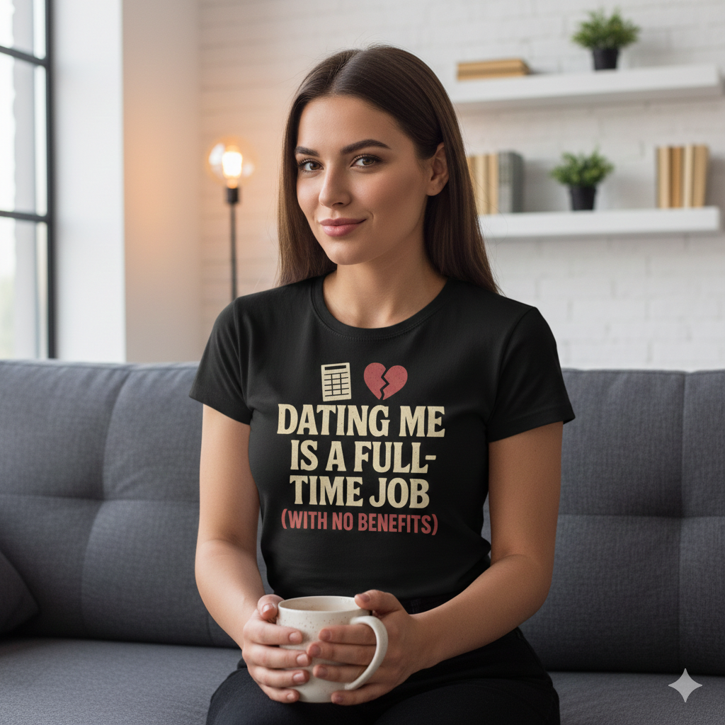 Dating Me Is a Full-Time Job (With No Benefits) T-Shirt – Funny Relationship Humor Tee, Sarcastic Love Gift, Unisex Fit